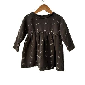 Zara Kids Charcoal Floral Long Sleeve Dress